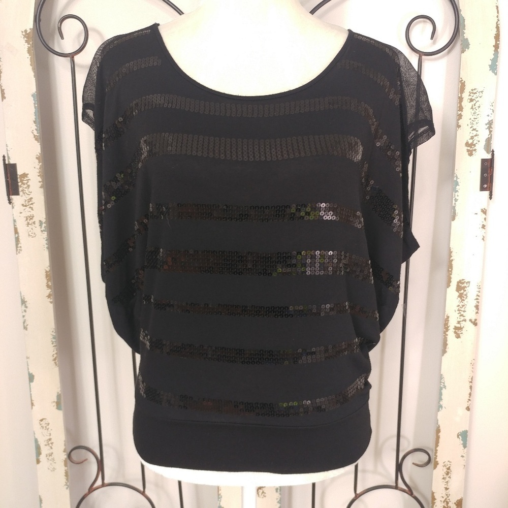 2beBebe black sequin top small